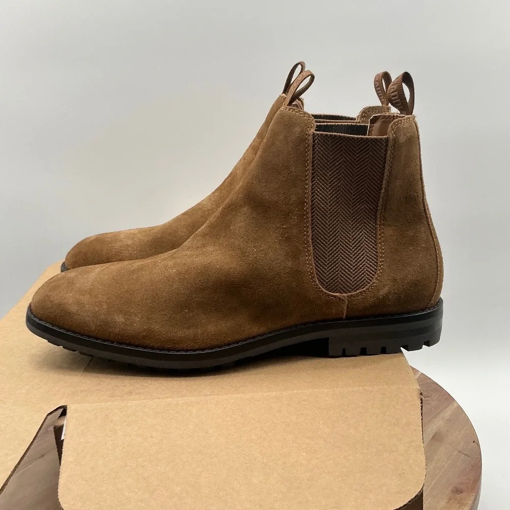 Steve Madden P-Fenton Mens Suede Chelsea Boots Cognac Brown 11D P-FENTON